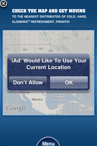 Using the Map Feature on the Klondike iAd