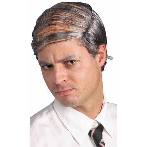 For those who have too much hair, the timeless comb-over style can still be achieved with a subtle acrylic wig.