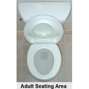 Xpress Trainer Pro Family Toilet Seat - Lid and Potty Seat UP, Revealing The Adult Seat