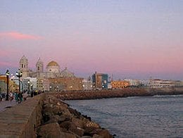 Picturesque Cadiz at sunset looking over the Atlantic and the resting place of Atlantis.