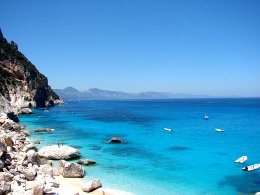The beautiful azure sea at Cala Goloritze, Sardinia.
