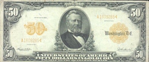 $50 U.S. gold certificate