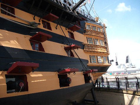 This is a close up of the Captains quarters at the rear of the ship