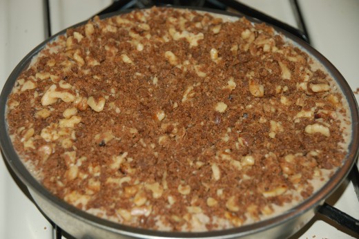 After last batter layer is added, the last streusel layer is added!