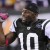 New York Jets' Santonio Holmes celebrates after the Jets beat the Minnesota Vikings in an NFL football game Monday, Oct. 11, 2010, in East Rutherford, N.J. The Jets won the game 29-20. (AP Photo/Bill Kostroun)