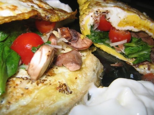 Cheesy Mushroom Omelet fold.