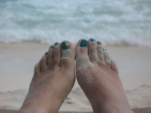 Almond Casuarina Beach, and my toes.
