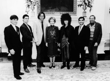 Tom Cruise, second from the left, around the time he made the movie Top Gun. 