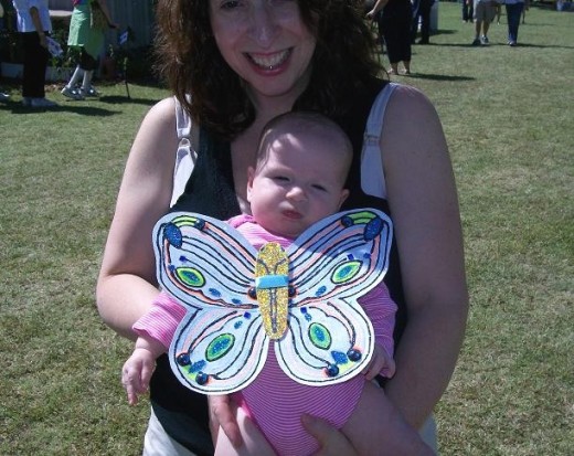Mom says this three month old was the youngest butterfly admirer at the Festival.  Mom enjoyed the celebration activities also.