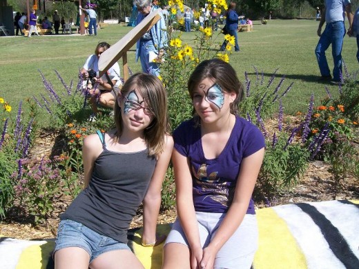 These lovely young ladies posed with their matching butterfly wings.