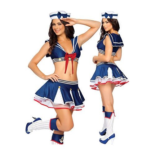 One of the most popular "sexy" costumes for Halloween - the Sailor.  Everyone loves a uniform! (scroll down to buy this sailor outfit...)