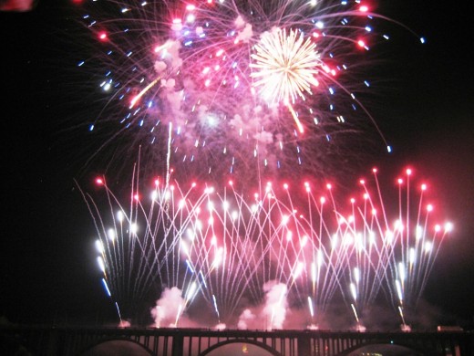 Emily, Matt, Ashley, and I went to Boomsday 2010 tonight.  We got to view from Southern Shore's barge, which just so happens to be the best view possible.  My wife took this pic, since I forgot my camera again.