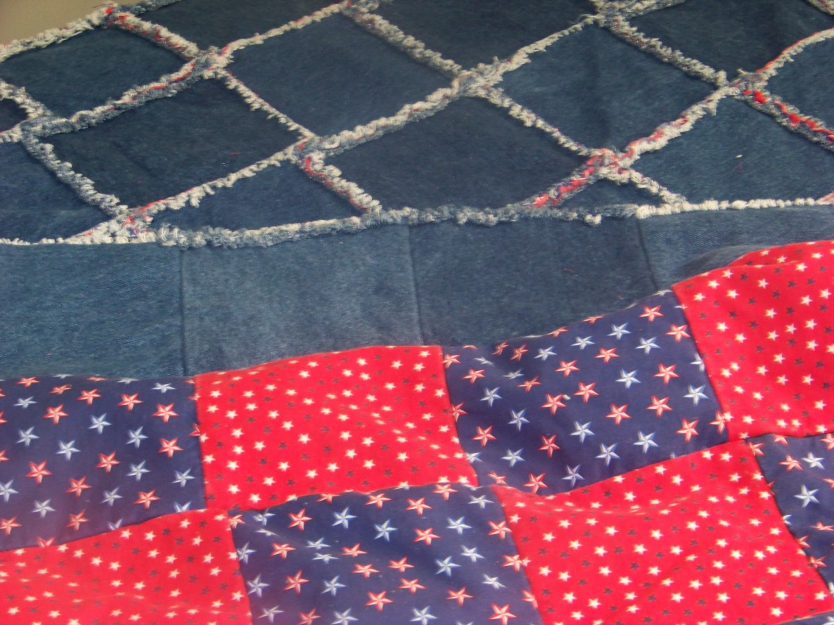Finished Denim Rag Quilt Close-up of backing