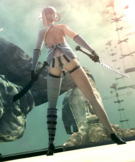 Perhaps the strangest aspect of NIER is Kaine (pictured in her skimpy clothes above) who is an outcast because *spoiler* she's a hermaphrodite. *end spoiler*  This is just one of the bizarre realities in NIER.