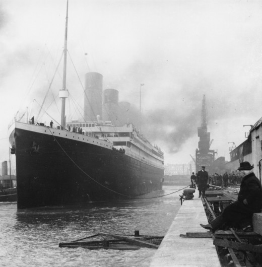 The Titanic in port at Southampton, England. Courtesy of TitanicUniverse@google.