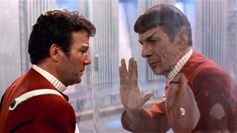 William Shatner and Lenord Nimoy in Star Trek II: The Wrath of Khan