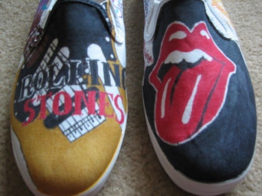 Ben Designed these shoes to personalize a gift for my niece who is a Rolling Stones Fan. The design was colored with Sharpie Felt Markers.
