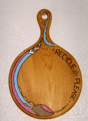 This is a gift I made back in the late 1980s for a very dear friend. Cutting Board As Christmas Gift. The back of the piece was inscribed with signature and year to add a personalized touch.