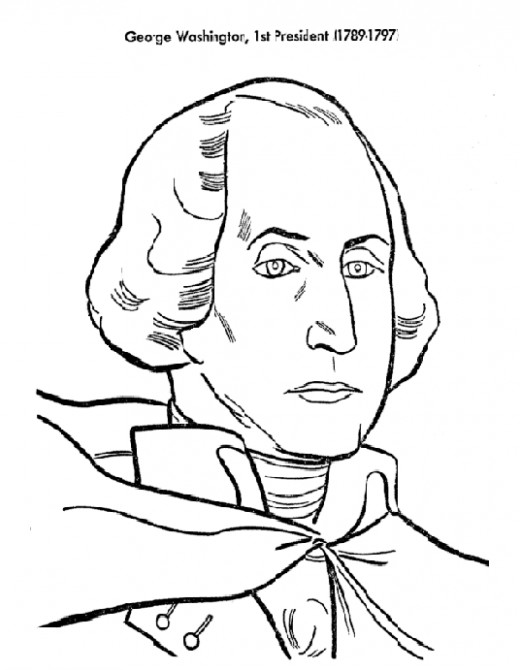 President George Washington - 1st President of the United States of America - Founding Fathers coloring pages for kids 
