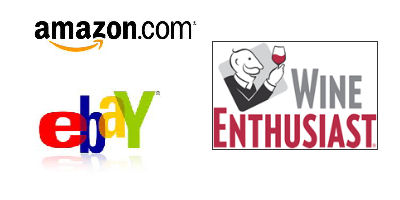 Amazon, Ebay, Wine Enthusiast Logos