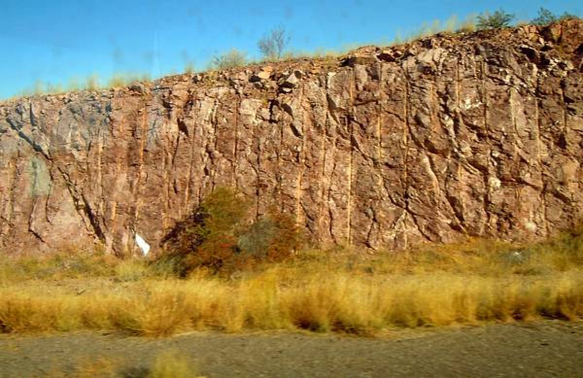 Great rock formations were often cut through to build sections of I10.