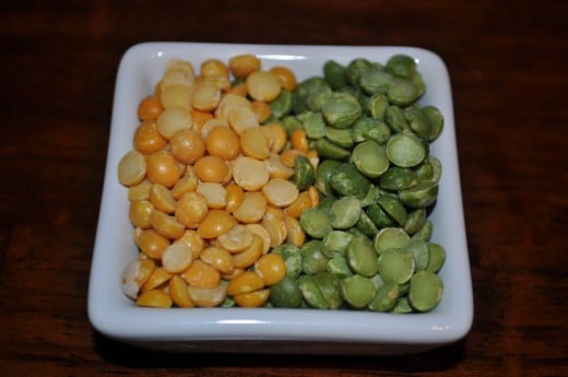 Yellow Split Peas (Left) and Green Split Peas (Right)