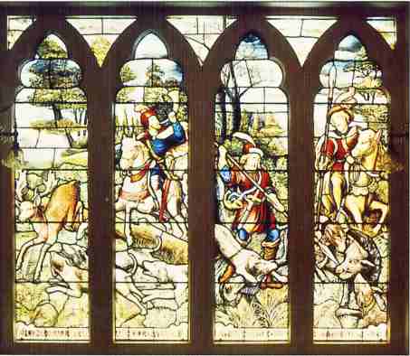 The stained glass window in the billiard room. Image: Melrose House Museum