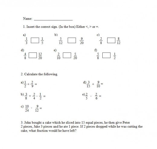 Adding fractions and subtracting fractions worksheet
