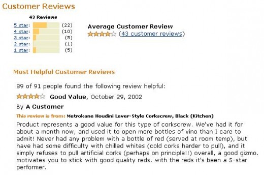 Customer Review - Houdini Wine Opener