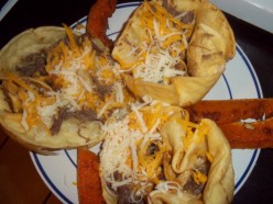 Tortilla Bowls, and Squash Strips, Frugal Meals