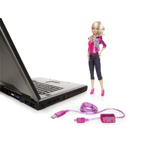 With her Hot Pink USB Cable