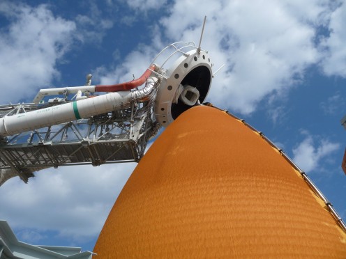 View from the top of the RSS looking to the 'Beanie Cap' atop the External Tank.