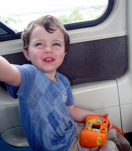 The V-Tech kids digital camera is great for travel!