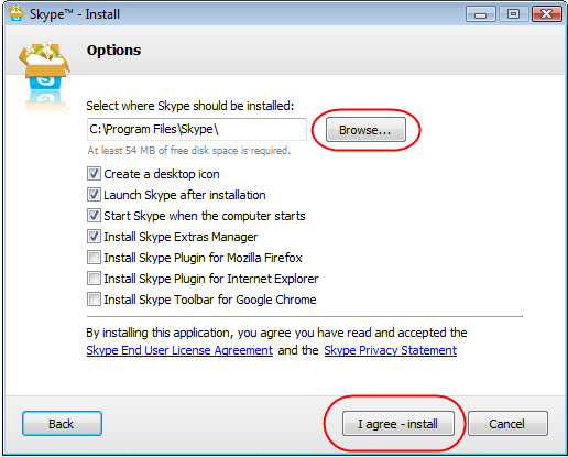 Diagram 7. Skype Pre-install options