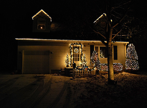 Outside Christmas lights can be simple, but still stunning.