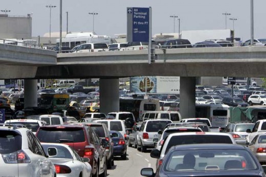 Traffic around LAX and to the 405 Freeway and down Century Blvd.