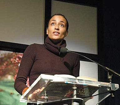 Zadie Smith during a lecture.