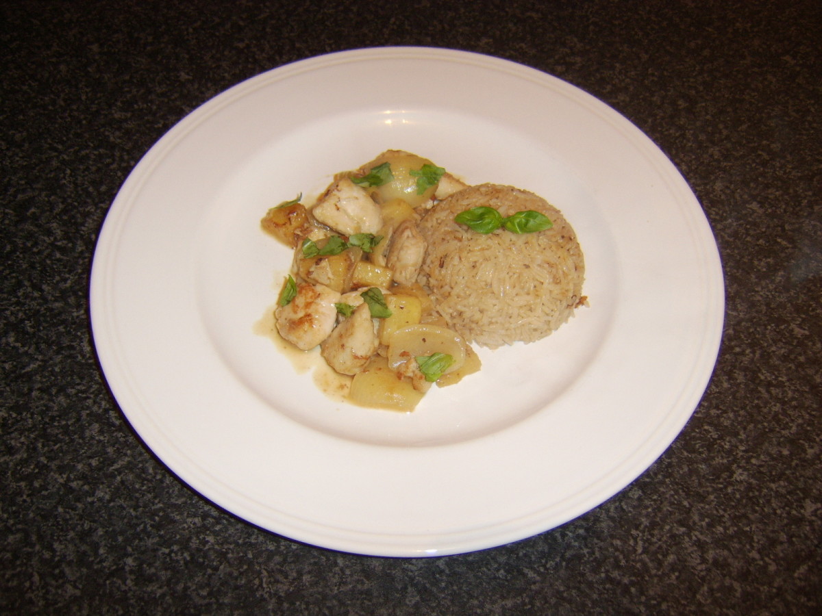 Stir Fried Chicken and Pineapple with Fried Rice