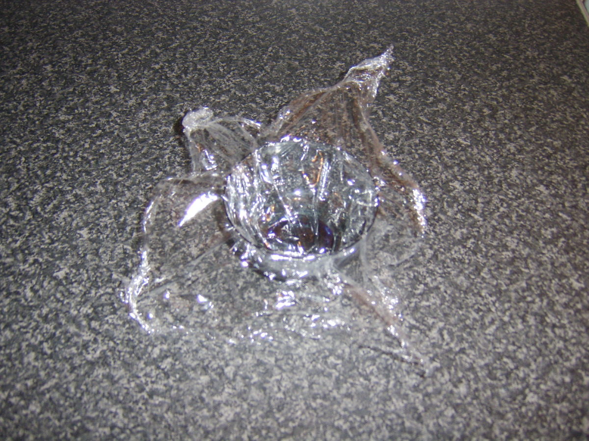 Line a small bowl with Clingfilm