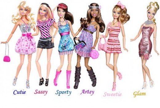 Barbie Fashionista Collection , Sassy, Glam, Sporty, Sweetie and Artsy 
