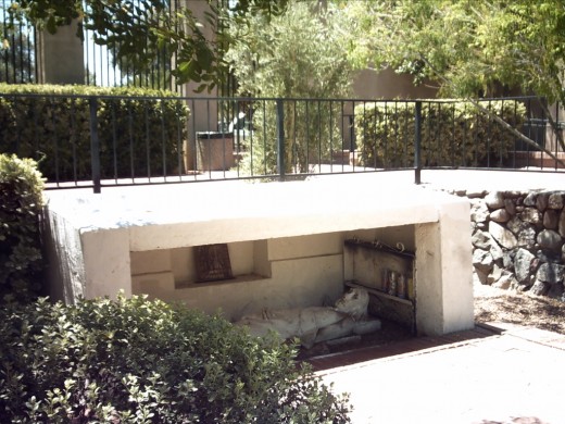 Christ in the tomb in Tucson's Garden of Gethsemane Felix Lucero Park.