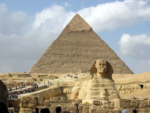 The Great Sphinx and the Pyramids of Giza.