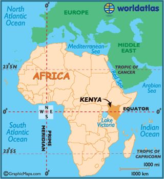 Kenya's location on the African Map