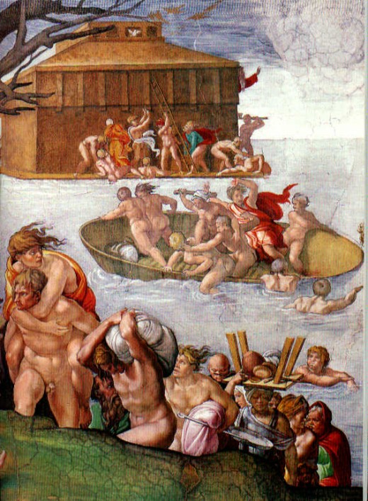 A medieval representation of the Biblical flood.