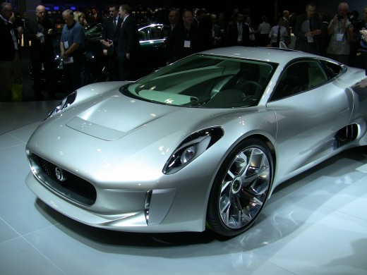 Jaguar's CX-75 electric powered super car featuring twin diesel turbines.