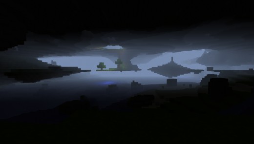 Floating islands in the sky - Minecraft style. 