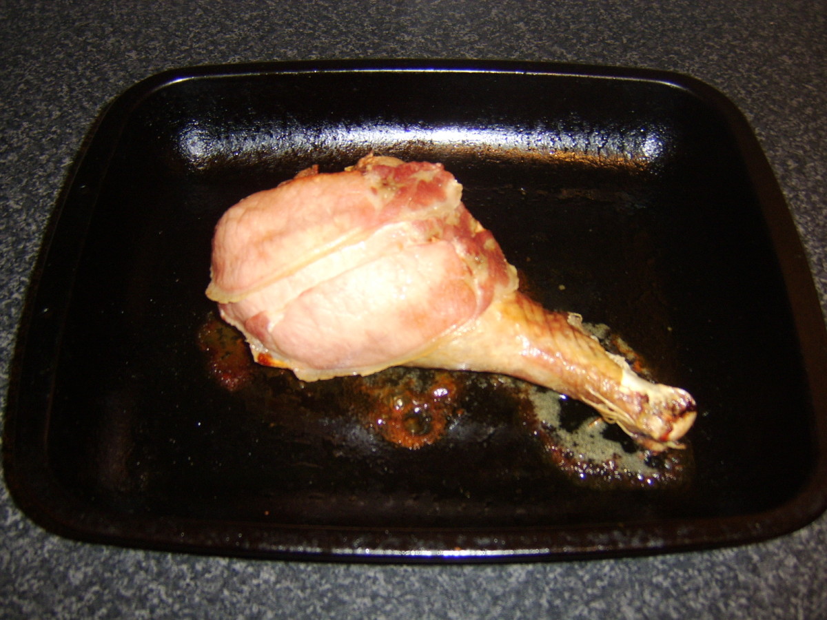 Cooked Turkey Drumstick Removed from the Oven