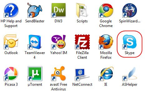 Diagram 1.  The Skype icon on your desktop