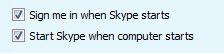Diagram 3. Skypes Auto Login check boxes