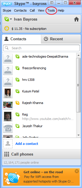 Diagram 5.  Signed into Skype